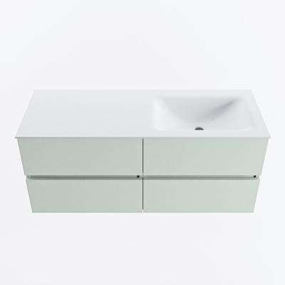 MONDIAZ VICA 120cm badmeubel onderkast Greey 4 lades. Wastafel CLOUD rechts 1 kraangat, kleur Talc.