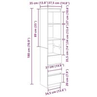 Hoge kast 37,5x35x180 cm spaanplaat gerookt eikenkleurig - thumbnail