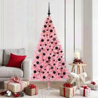VidaXL Kunstmatig voorverlicht kerstboom met 300 led roze 180 cm pvc - thumbnail