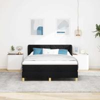 Boxspringbed met matras creme 90x200 cm stof Zwart 140 x 200 cm - thumbnail