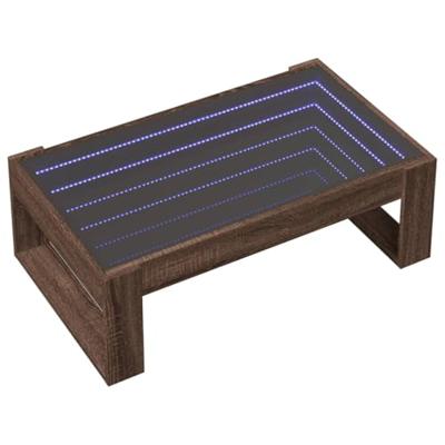 Salontafel met Infinity LED 90x53x30 cm bruin eikenkleurig