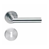 Deurkruk Hoek 90°op rozet met sleutelgat plaatjes neutraal RVS - thumbnail