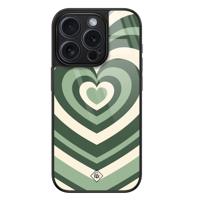 iPhone 15 Pro glazen hardcase - Hart swirl groen - thumbnail