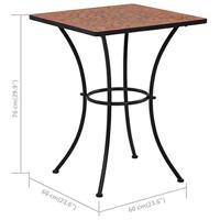 Bistrotafel mozaek 60 cm keramiek terracottakleurig - thumbnail