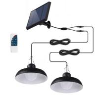 Lampade a sospensione solari doppie - LUMISKY - WAREN - Ø18 cm - Paralume in metallo nero - LED bianco freddo - thumbnail