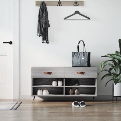 VidaXL Schoenenbank 102x35x55 cm bewerkt hout grijs sonoma eikenkleur VidaXL Schoenenbank 102x35x55 cm bewerkt hout grijs sonoma eikenkleur