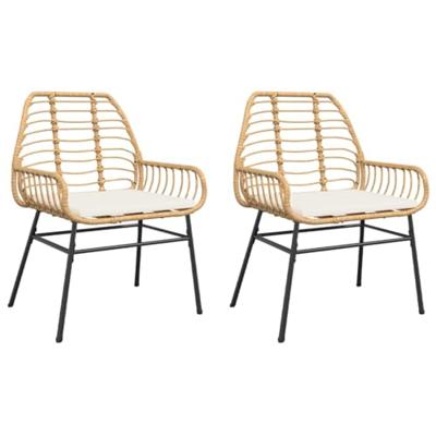 Tuinstoelen 2 st met kussens poly rattan bruin