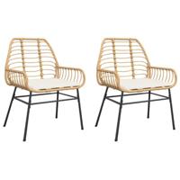 Tuinstoelen 2 st met kussens poly rattan bruin - thumbnail