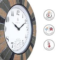 NeXtime NE-4320 Buitenklok Aster + Thermo- en Hydrometer 43.5 cm Steenlook - thumbnail