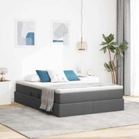 Opbergbed met matras Donkergrijs 140 x 200 cm Polyester - thumbnail