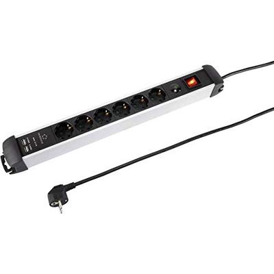 Renkforce 815A-CMB-SUSB Stekkerdoos met schakelaar 6-voudig Zwart, Zilver Randaarde stekker 1 stuk(s) Renkforce 815A-CMB-SUSB Stekkerdoos met schakelaar 6-voudig Zwart, Zilver Randaarde stekker 1 stuk(s)