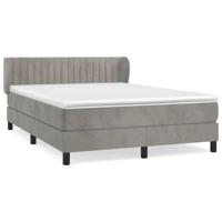Boxspring met matras fluweel lichtgrijs 140x190 cm - thumbnail