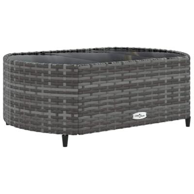 9-delige Loungeset met kussens poly rattan grijs