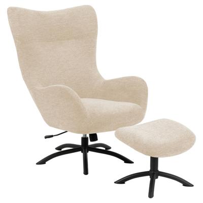 Bendt Draaifauteuil 'Keaton' met voetenbankje, kleur Beige