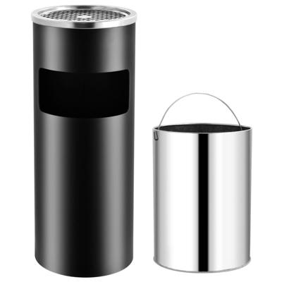 VidaXL Asbak/prullenbak hotel 30 l staal zwart VidaXL Asbak/prullenbak hotel 30 l staal zwart
