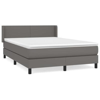Boxspring met matras kunstleer grijs 140x190 cm