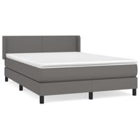 Boxspring met matras kunstleer grijs 140x190 cm - thumbnail