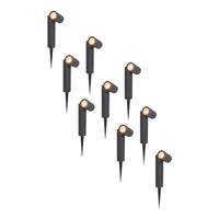 Set van 9 Pinero LED prikspots - GU10 4 Watt 345 lumen - Dimbaar - Kantelbaar - 2700K warm wit - IP65 Waterdicht - Zwart - Tuinspots - thumbnail