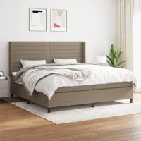 Boxspring met matras stof taupe 200x200 cm - thumbnail