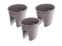 Prosperplast 3 railing bloempotten (Ovaal, Mokka, 29,8 x 24,2 x 22,5 cm) - thumbnail