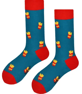 Benyson Sokken Frietjes - Organisch katoen - Vrolijke katoenen sokken met leuke en grappige print - Dames - Heren