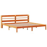 Bedframe met hoofdbord massief grenenhout wasbruin 180x200 cm - thumbnail