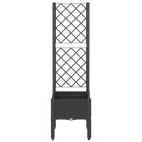VidaXL Plantenbak met latwerk 40x40x142 cm polypropeen zwart - thumbnail