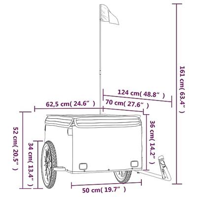Fietstrailer 45 kg ijzer zwart en rood - thumbnail