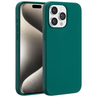 Accezz Liquid Silicone Backcover met MagSafe voor Apple iPhone 15 Pro Max Telefoonhoesje Groen