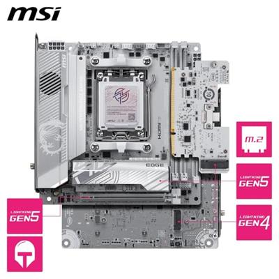 MSI MPG X870I EDGE TI EVO WIFI Moederbord Socket AMD AM5 Vormfactor ITX Moederbord chipset AMD® X870 MSI MPG X870I EDGE TI EVO WIFI Moederbord Socket AMD AM5 Vormfactor ITX Moederbord chipset AMD® X870