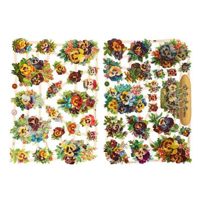 Vintage plaatjes, viooltje, vel 16,5x23,5 cm, 2 vel/ 1 doos