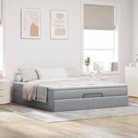 Ottoman bed met matras 160x200cm stof lichtgrijs - thumbnail