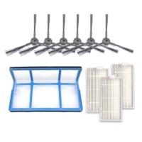 XI237 3 paar K614 side brushes + 3 stuks I208 filters + I204 filter katoen filter set voor ILIFE V5S Pro/V50/V5S - thumbnail