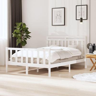 Bedframe massief hout wit 140x190 cm