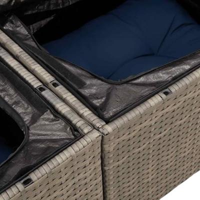 10-delige Loungeset met kussens poly rattan grijs
