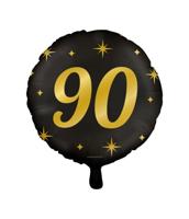 Classy Folieballon 90 Jaar Zwart/Goud (46cm) - thumbnail