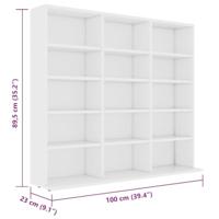 Cd-kast 102x23x89,5 cm bewerkt hout wit - thumbnail