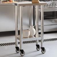 VidaXL Keukenwerktafel met wielen 55x30x85 cm roestvrij staal - thumbnail