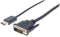 Manhattan kabel (DisplayPort-stekker naar DisplayPort-stekker) DP 1.2a op DVI D 24+1 3m zwart zwart - thumbnail