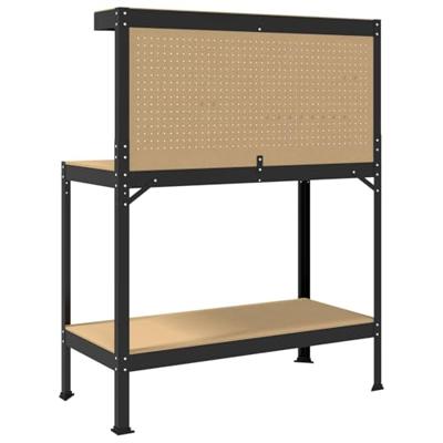Werkbanken met plank Zwart 81 x 41 x 145 cm Bewerkt hout Werkbanken met plank Zwart 81 x 41 x 145 cm Bewerkt hout