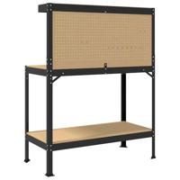 Werkbanken met plank Zwart 81 x 41 x 145 cm Bewerkt hout - thumbnail