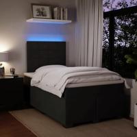 Boxspring met matras fluweel zwart 120x200 cm - thumbnail