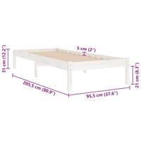 Bedframe massief hout wit 120x190 cm - thumbnail