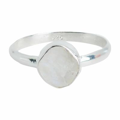 Geboortesteen Ring Ruwe Maansteen Juni - 925 Zilver