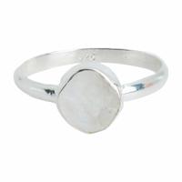 Geboortesteen Ring Ruwe Maansteen Juni - 925 Zilver - thumbnail