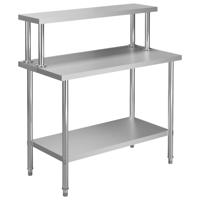 VidaXL Keukenwerktafel met bovenschap 120x60x120 cm roestvrij staal - thumbnail