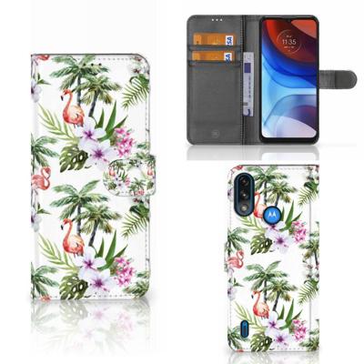 Motorola Moto E7i Power | E7 Power | Telefoonhoesje | Met pasjeshouder | Flamingo Palms
