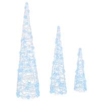 Kerstboom met 90 LED 3 pcs Koudwit 40 cm 60 cm 80 cm Acryl - thumbnail