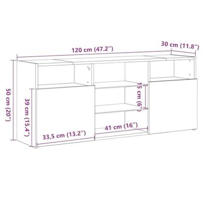 Tv-meubel met LED 120x30x50 cm bewerkt hout oud hout