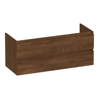 Brauer Joy Wavy - Onderkast - 120 cm - met 2 Softclose Lades Greeploos en 1 Sifon Uitsparing - Forest Cacao